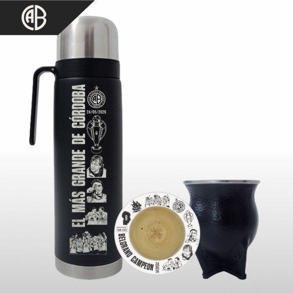 Producto - SET MATE PERSONALIZADO + TERMO MEDIA MANIJA BELGRANO CAMPEÓN V1 - 3