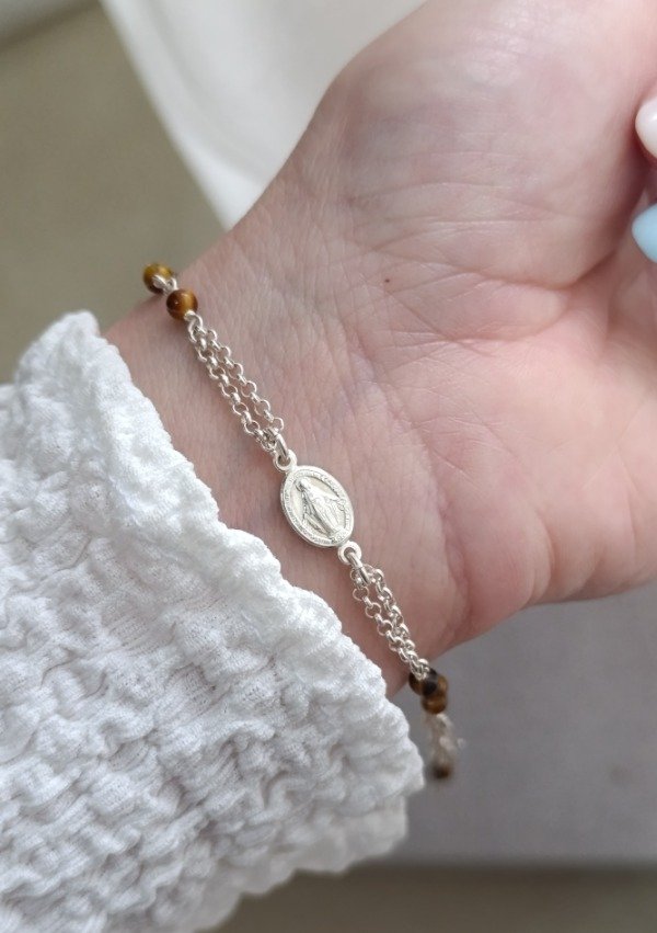 Producto - Pulsera plata milagrosa + ojo de tigre - 1