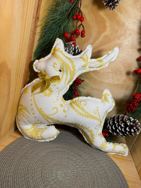 Producto - Reno colgante con Diseños Dorados - 30 cm (Efectivo: 19.920)