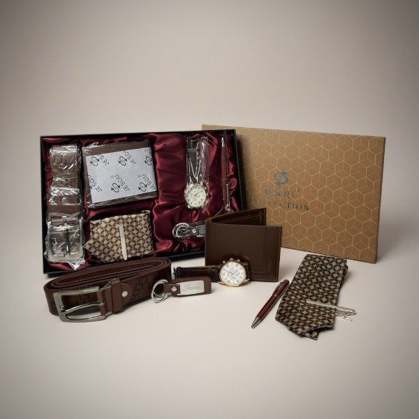 Producto - SET REGALO CABALLERO: CORBATA, RELOJ, LLAVERO, BILLETERA, LAPICERA, CINTURON