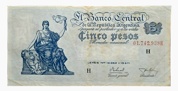 Producto - 5 Pesos Serie Progreso (Alizon - Garcia) Bott.1870a (1956) VF