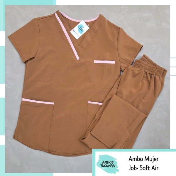 Producto - Ambo Eco 2 Soft Air Marrón detalle Rosa