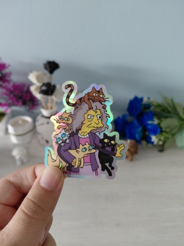 Producto - Stickers holográficos - Colección "Los Simpson" 0154 - Loca de los gatos