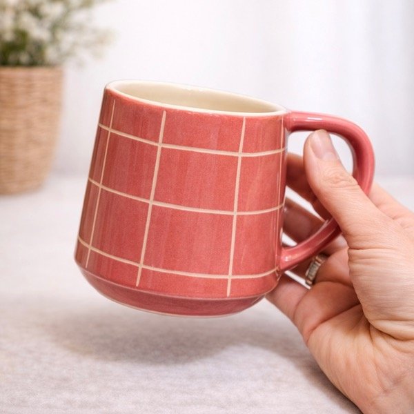 Producto - Taza cuadrícula tomate