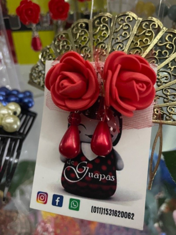 Producto - Aros flor geva y gota rojo