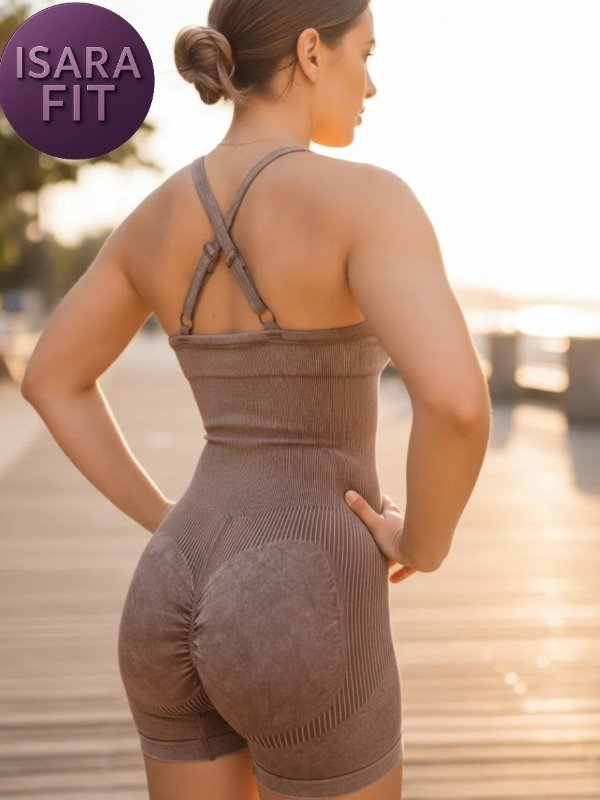 Producto - Catsuit Seamless Marrón Jaspeado - 1