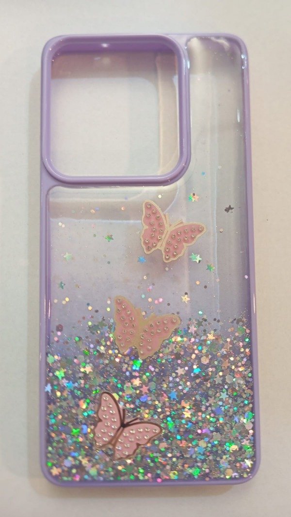 Producto - Funda Glitter Mariposa Lila para Moto G86