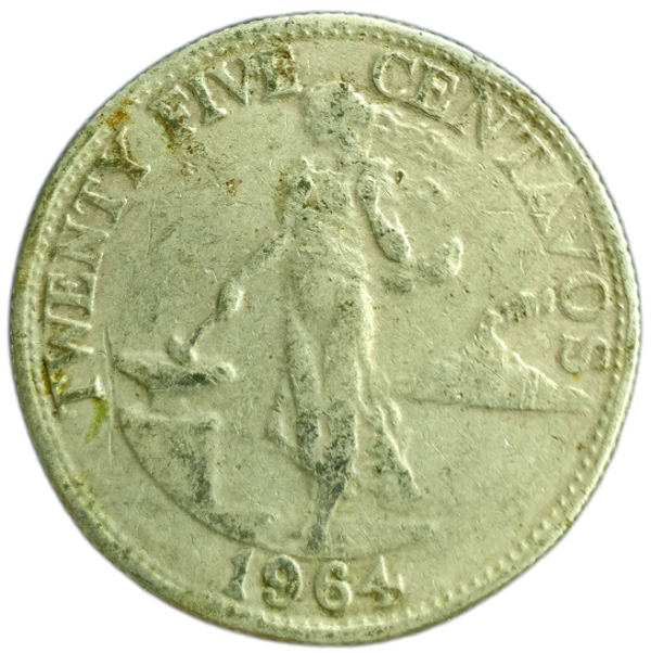 Producto - Filipinas 25 Cents 1964 Lady de pie Km#189 VF