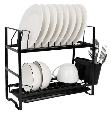 Producto - Escurreplatos 2 pisos acero negro Hudson SP16