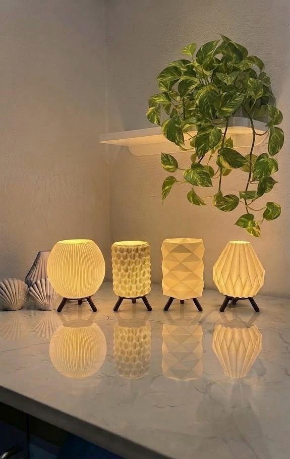 Producto - Kit de 4 Lámparas Geométricas Modernas (velas led de noche) - 0