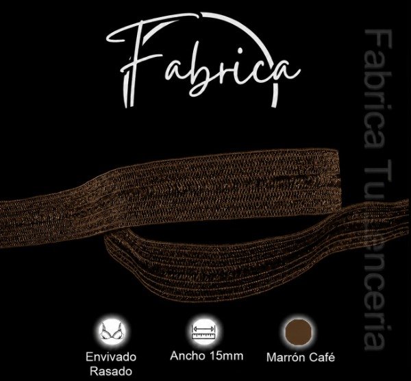 Producto - Envivado o Elástico Partido Marrón Café 15mm nylon (1 metro)