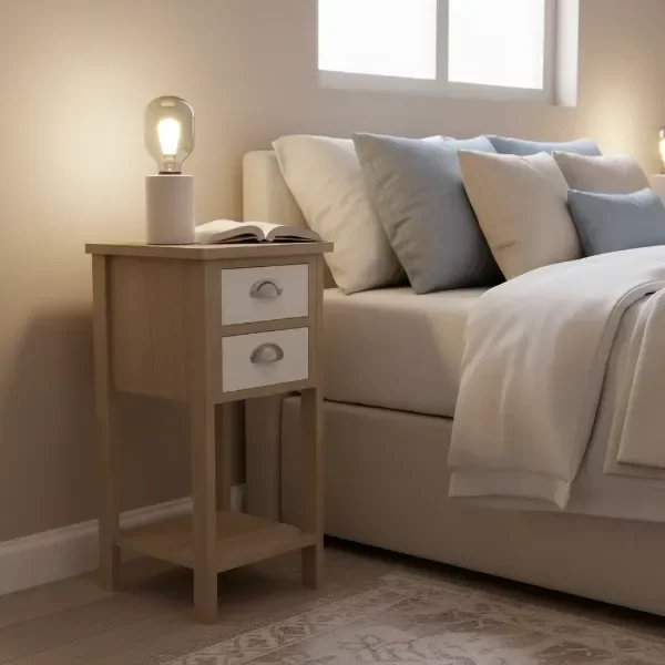 Producto - MESA DE LUZ NORDICA SOMMIER CHICA 30X28X70alt COLOR R CLARO
