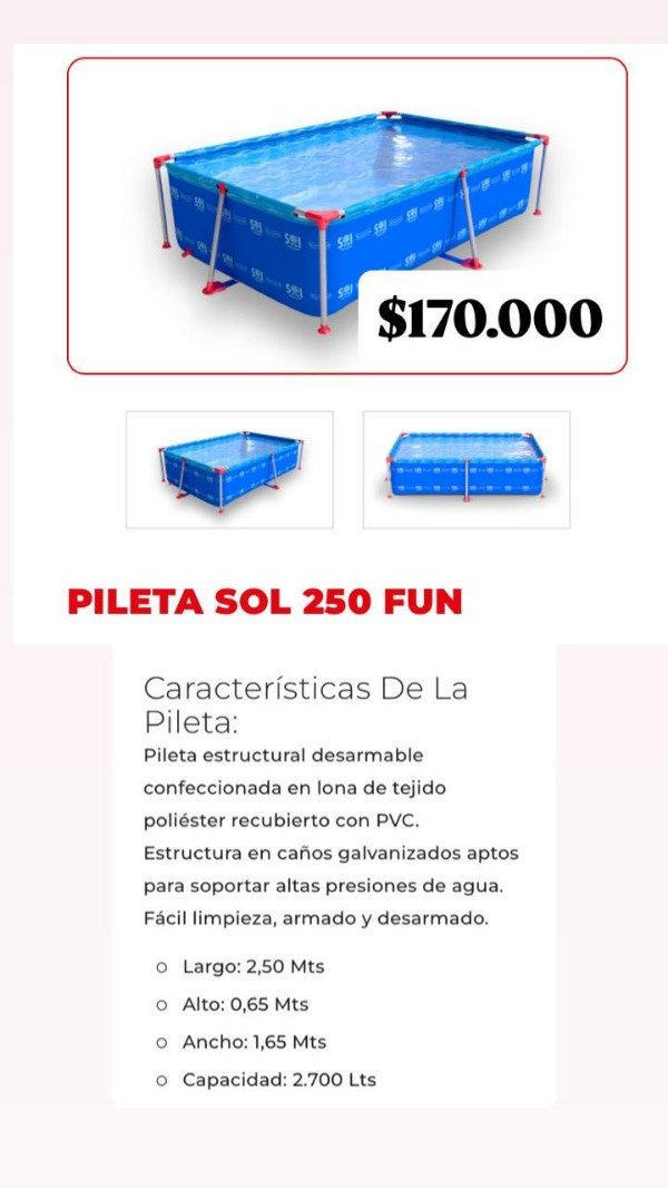 Producto - PILETA SOL DE VERANO 250