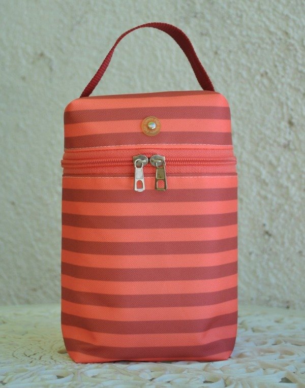 Producto - CartuValijita Rayada Coral y Bordo