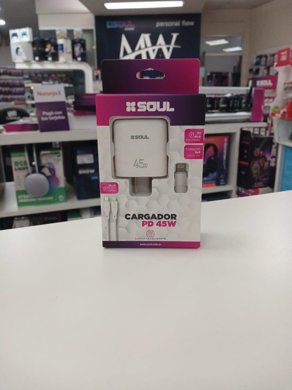 Producto - Cargador Viajero Fast Charge USB-PD 45W Iphone Soul CVQ-USBPD45WL
