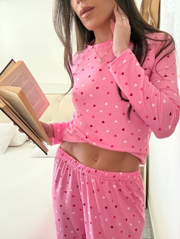 Producto - Pijama algodón Soft rosa con corazoncitos