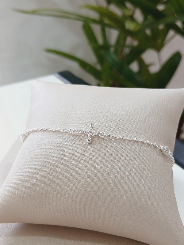Producto - Pulsera femenina Cruz con punto de luz Plata 925