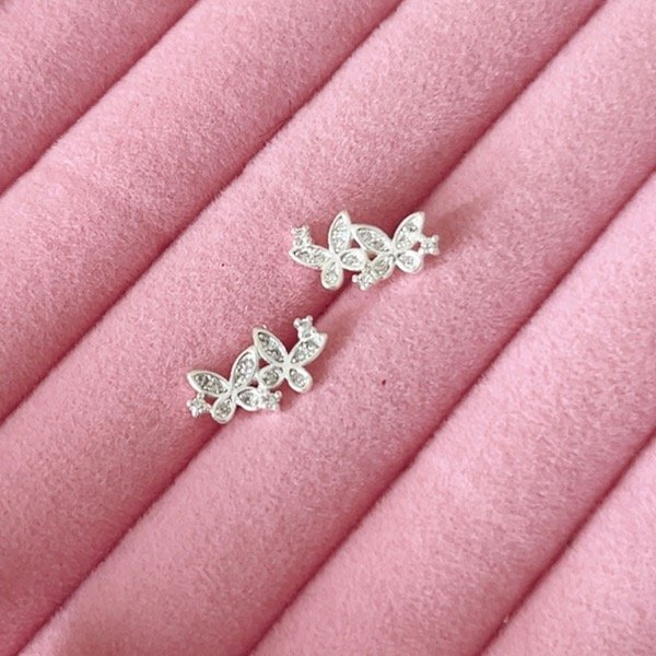 Producto - Aros Mini trepador circonia mariposa Plata 900