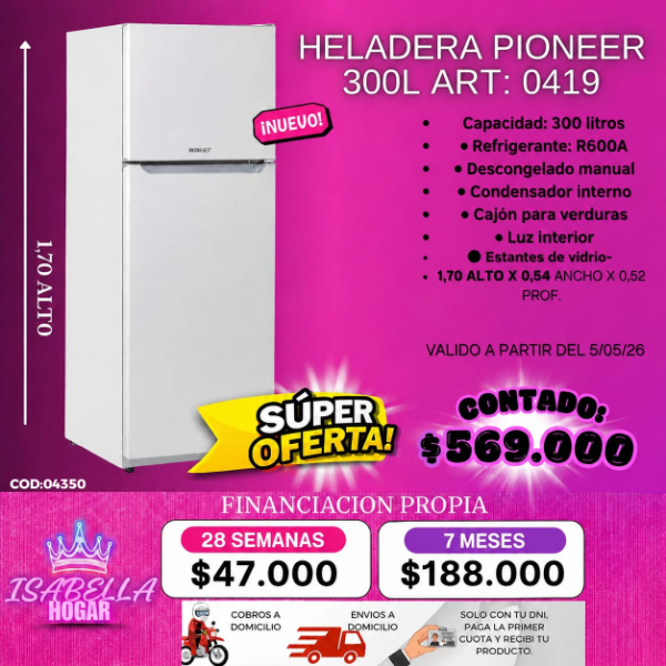 Producto - HELADERA PIONEER 300L