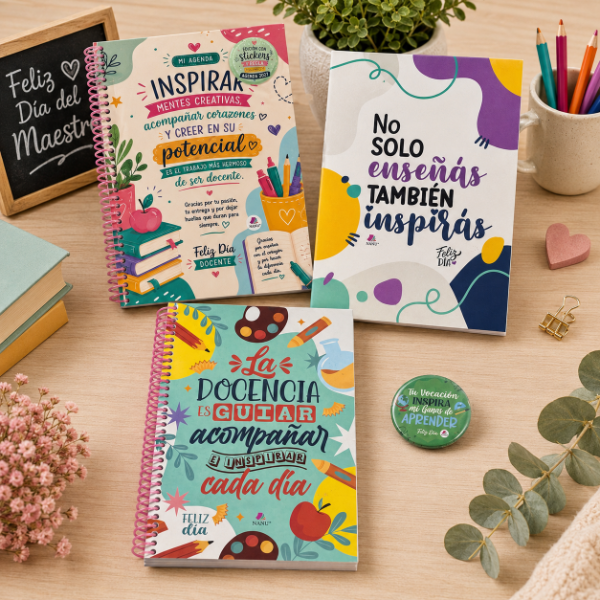 Producto - KIT DIA DEL MAESTRO AGENDA 2027 BLOCK, PLANNER Y PIN SURTIDO - 0