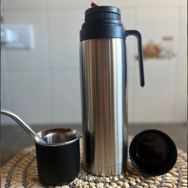 Producto - COMBO MATERO : TERMO DE ACERO 1L + MATE DE ACERO  + BOMBILLA DE ACERO