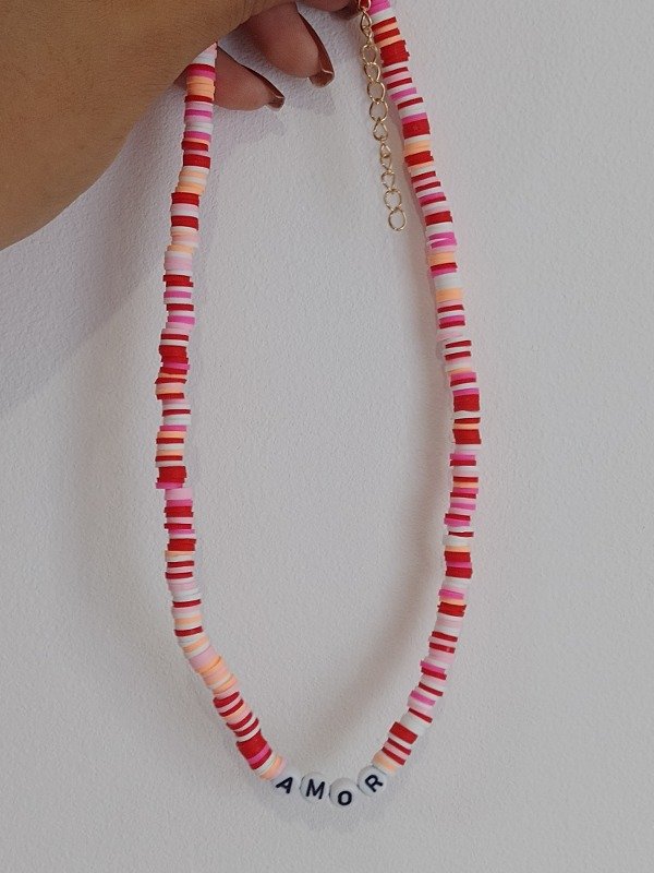 Producto - Cadena fantasía colores (ROSA Y ROJO)