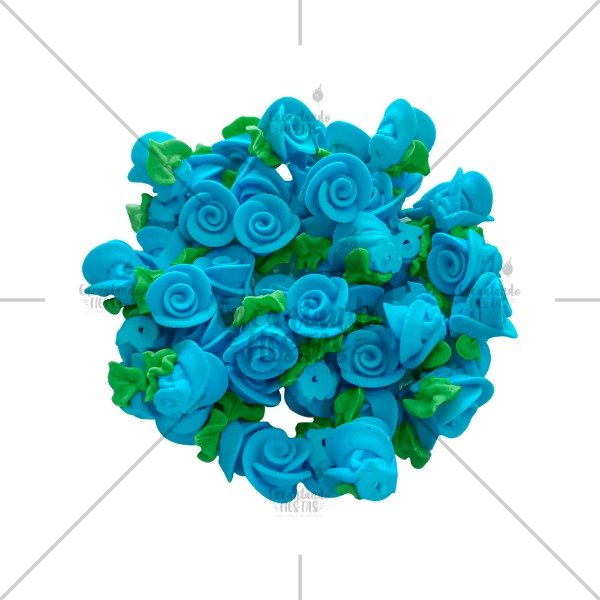 Producto - Adorno de Azucar Flor Rococo Turquesa Hoja x 5u