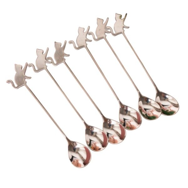 Producto - Cuchara Acero Plateada Con Gato
