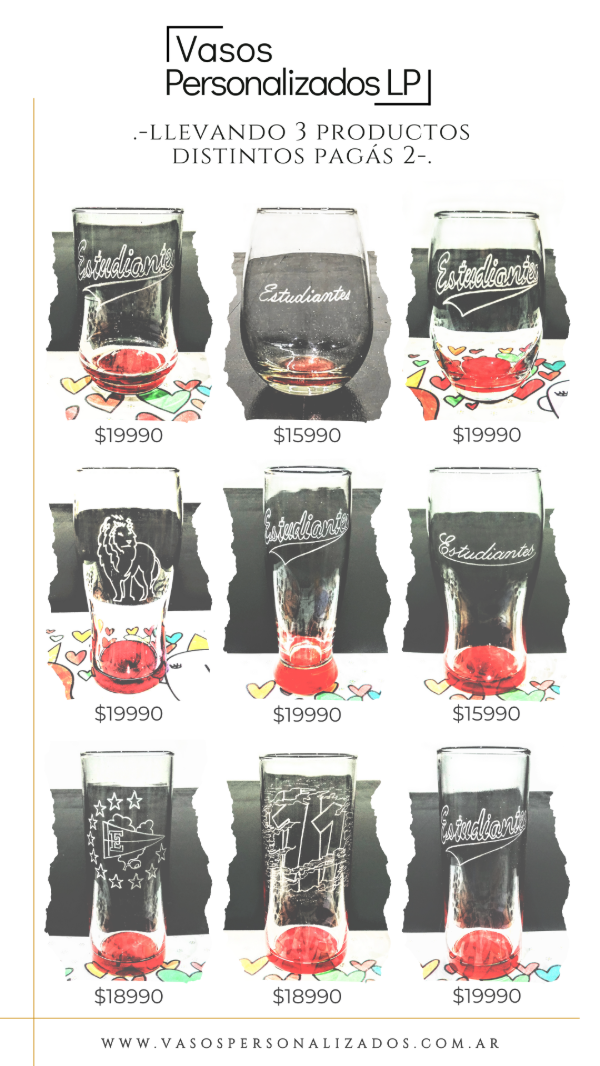 Producto - Vasos de Estudiantes de La Plata - Stock en 3 X 2