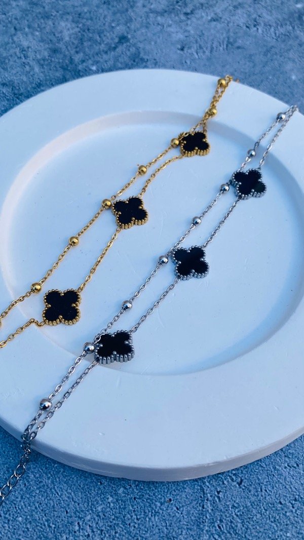 Producto - PULSERA ACERO DORADO DOBLE TREBOL