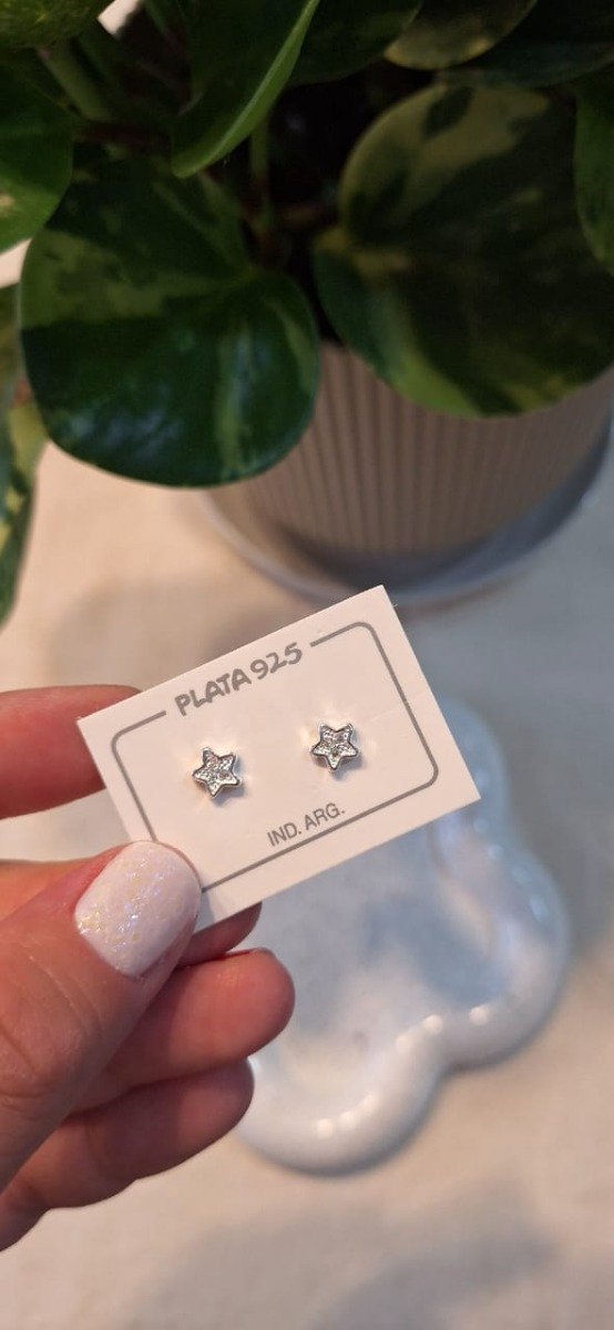 Producto - Aros Pasantes Estrellitas Plata
