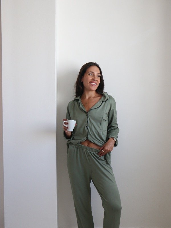 Producto - Pijama largo camisero verde (FALLITA)