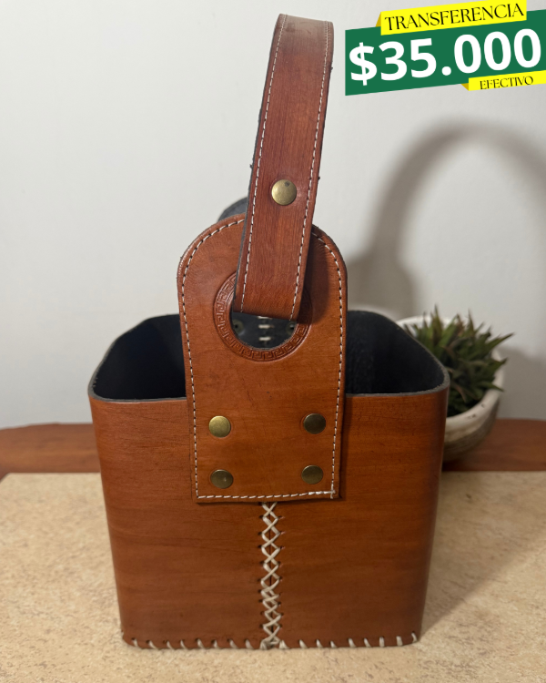 Producto - CANASTA CUERO PREMIUM MARRON CLARO