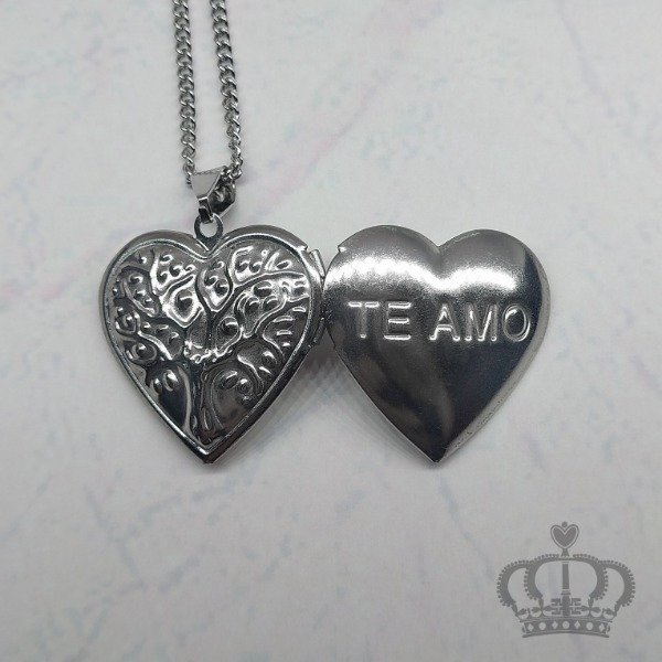 Producto - Collar Relicario mediano "Árbol/Te Amo " (acero quirúrgico)