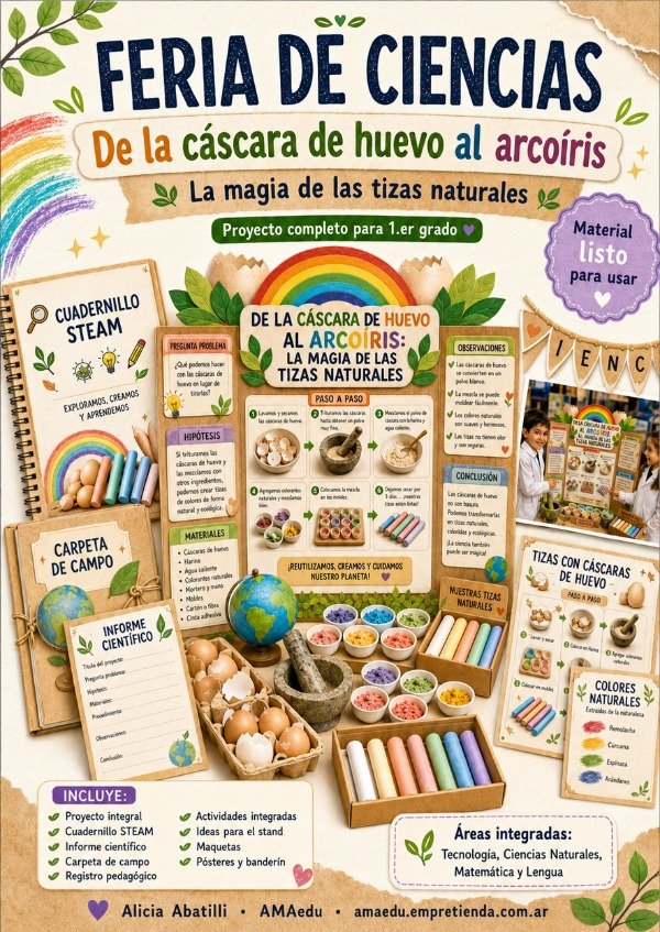 Producto - Feria de Ciencias TIZAS CON CÁSCARA DE HUEVO (Primer Ciclo)