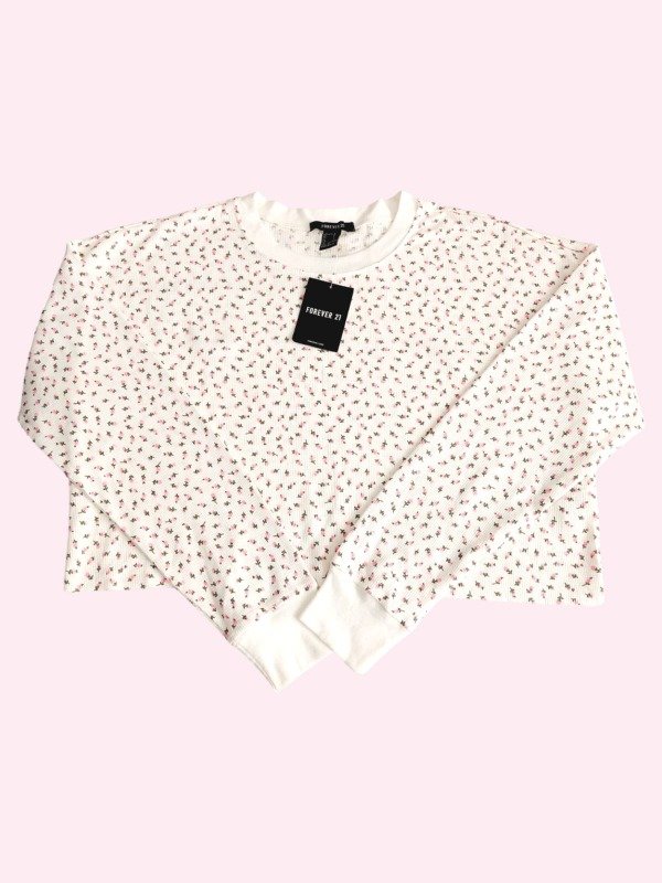 Producto - Remera manga larga morley blanca con flores Forever 21 12 años NUEVA