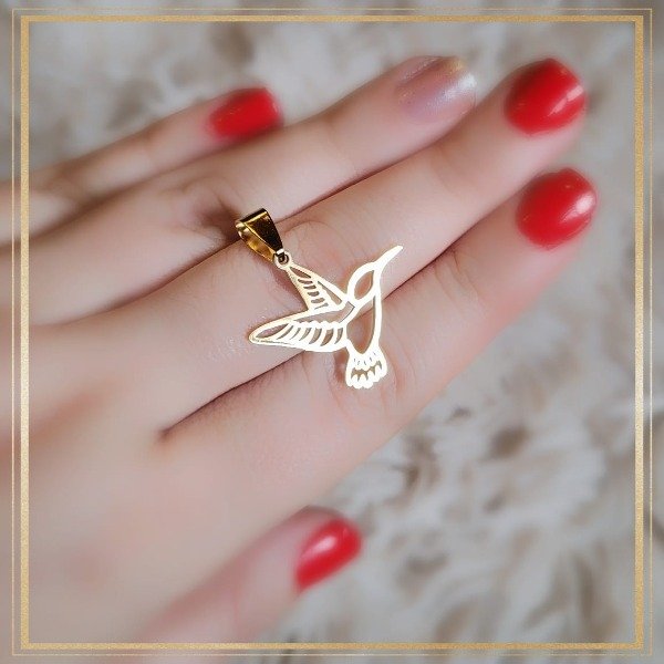 Producto - Dije colibrí (acero dorado)