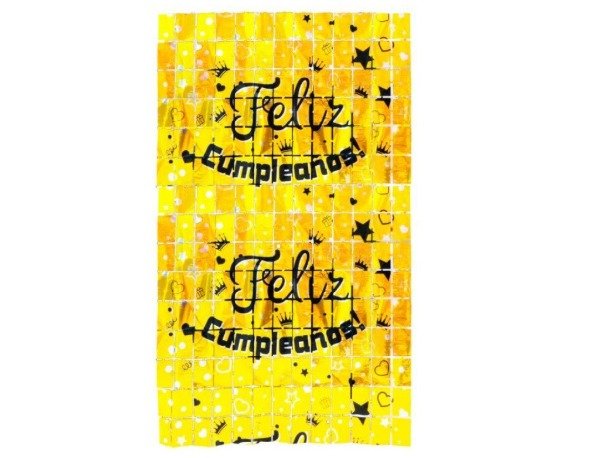 Producto - cortina shimmer square feliz cumpleaños 2x 1 mtr