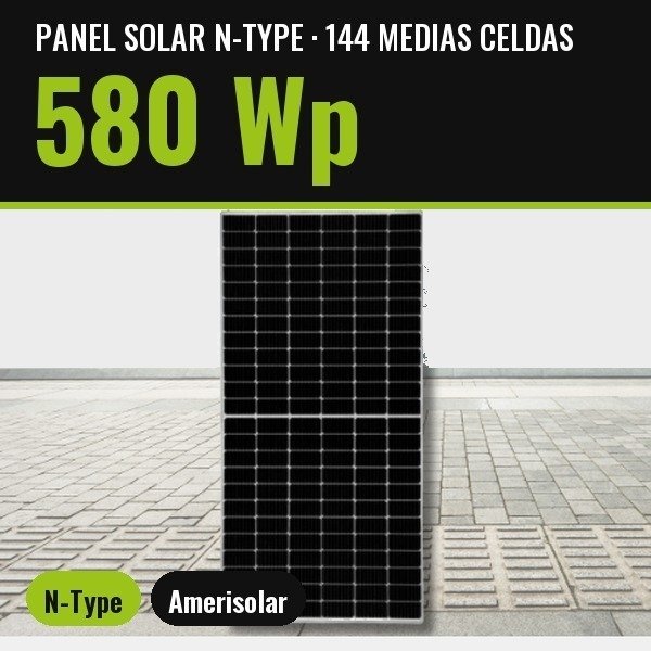 Producto - Panel Solar Amerisolar 580 Wp N-Type - 144 Medias Celdas