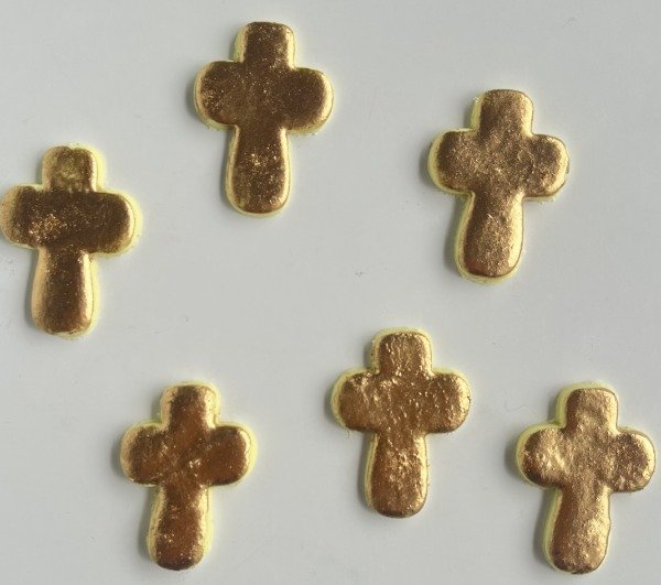 Producto - Cruz dorada figuras pasta de azúcar comestible x12un