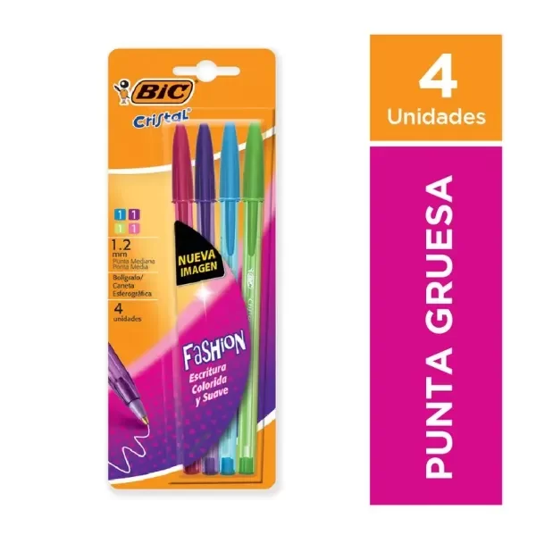 Producto - BOLIGRAFO BIC CRISTAL FASHION 1.2MM X4