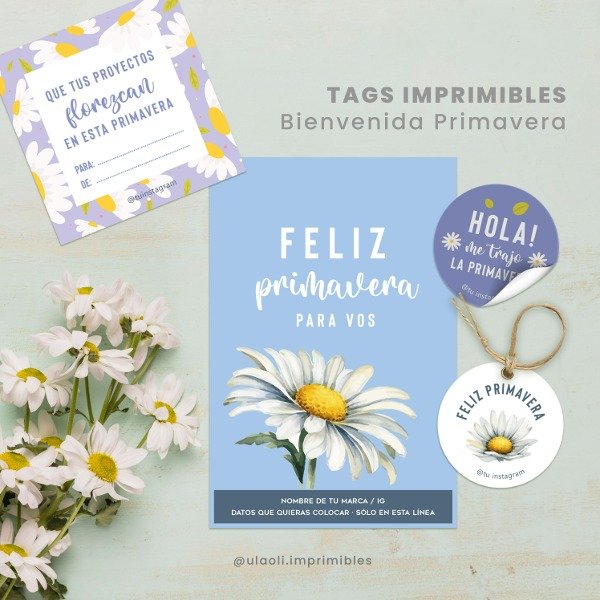Producto - Tags Imprimibles "Bienvenida Primavera"