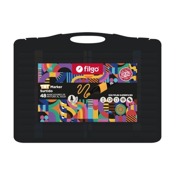 Producto - Marcadores pintura al agua TNT Valija X48unid Trazo Medio 3.0 -FILGO-