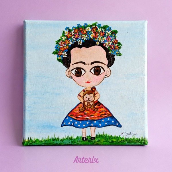 Producto - Cuadrito Frida pintado a mano 20 x 20 cm