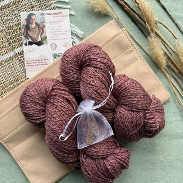 Producto - Kit Chal Raíces - Color liso - Rosa Viejo