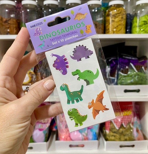Producto - TATTO TEMPORAL - DINOS x 10 planchas
