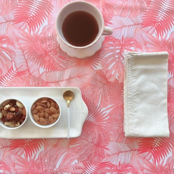 Producto - Mantel de Tela Antimanchas Palmera Rosa