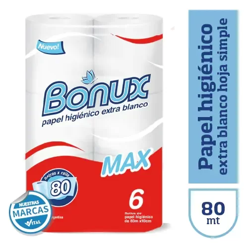 Producto - PAPEL HIEGIENICO BONUX 6 X 80MTRS