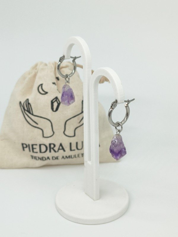 Producto - Aros COLGANTE de amatista (en bruto) - 1