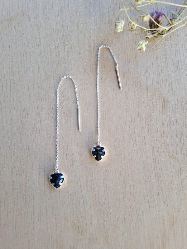 Producto - ABA0178 Aro Corazón Piedra Engarzado colgante negro